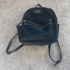 Kate Spade Black Nylon Backpack with faux leather straps